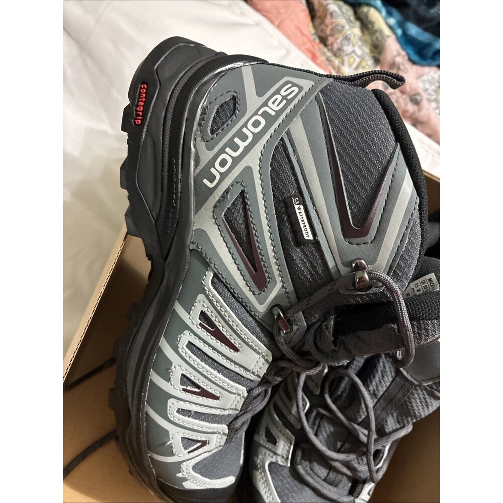 Salomon X ULTRA PIONEER MID CSWP WOMENS/Ebony Stormy Weather Wine Tasting Size 5